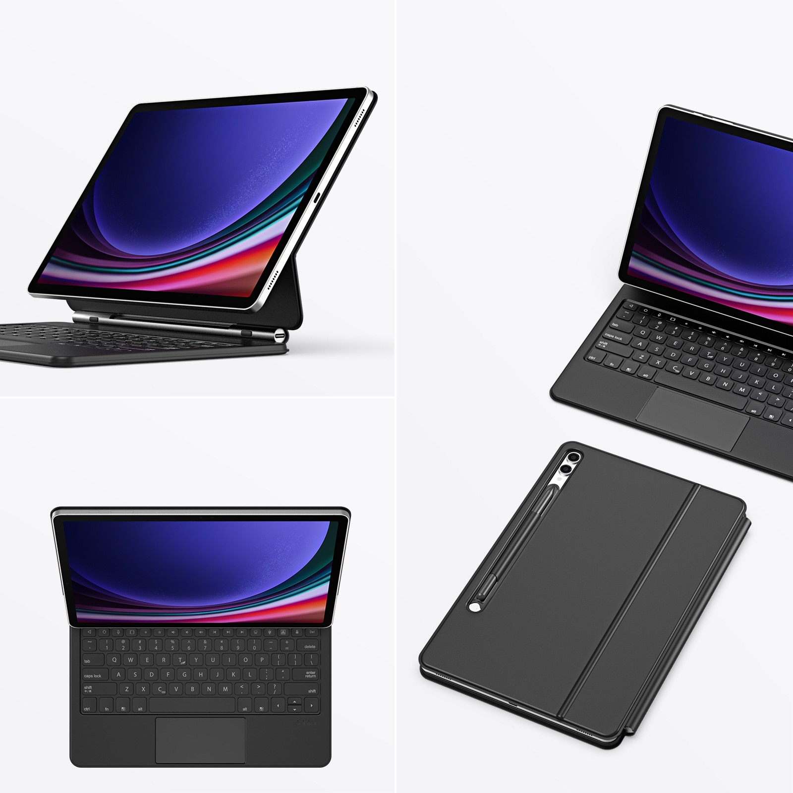 Dux Ducis MK Series Keyboard Etui med Bluetooth til Samsung Galaxy Tab S9+/S8+/S7+ - Sort