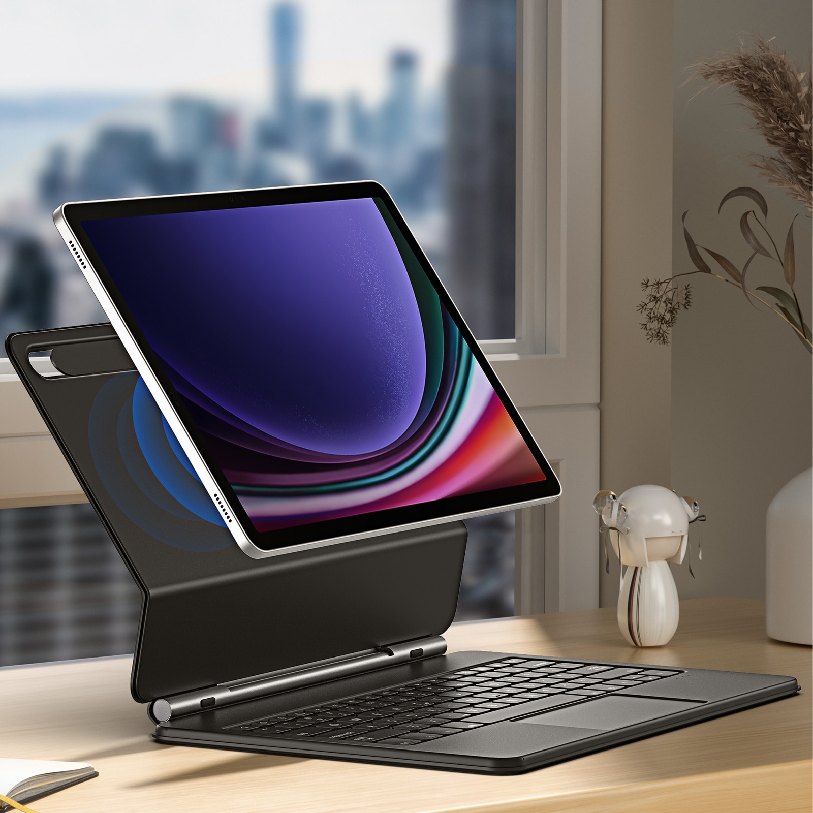 Dux Ducis MK Series Keyboard Etui med Bluetooth til Samsung Galaxy Tab S9+/S8+/S7+ - Sort
