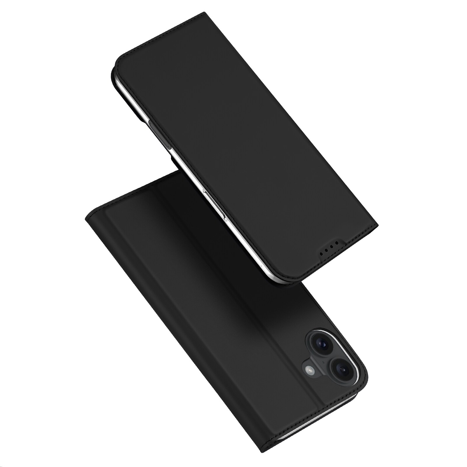 Dux Ducis Skin Pro iPhone 16 Plus-fodral med flip och kortplats - Svart