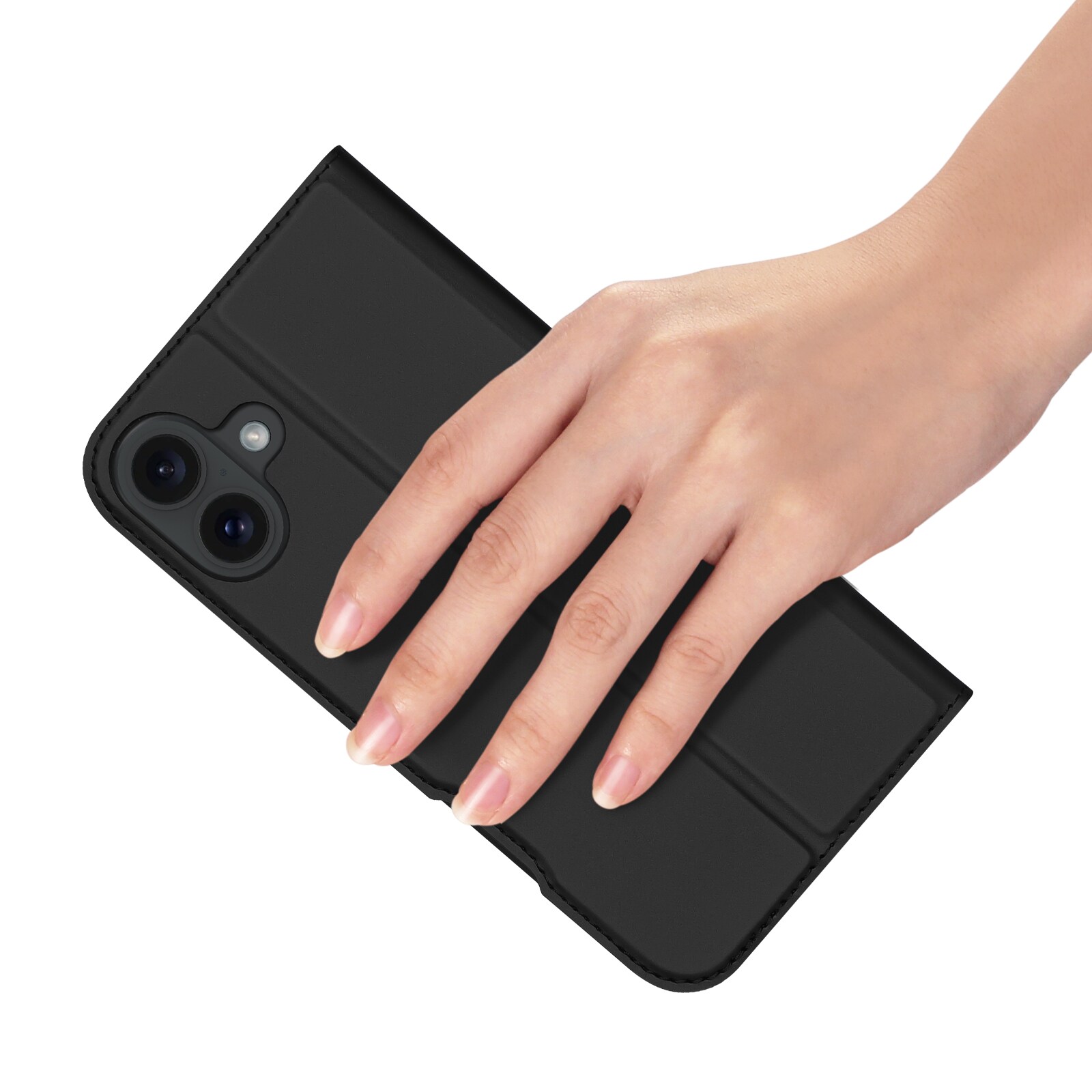 Dux Ducis Skin Pro iPhone 16 Plus-etui med flip og kortplads - Sort