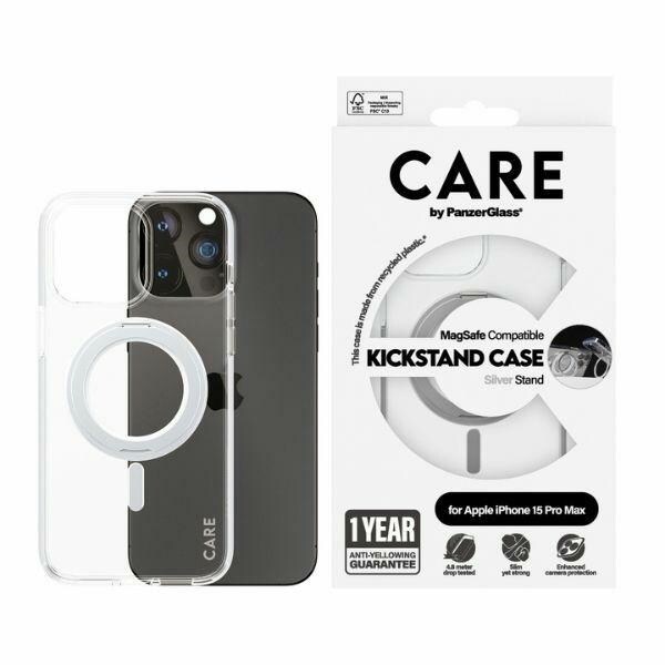 CARE by PanzerGlass Kickstand Fodral MagSafe för iPhone 15 Pro Max - silver