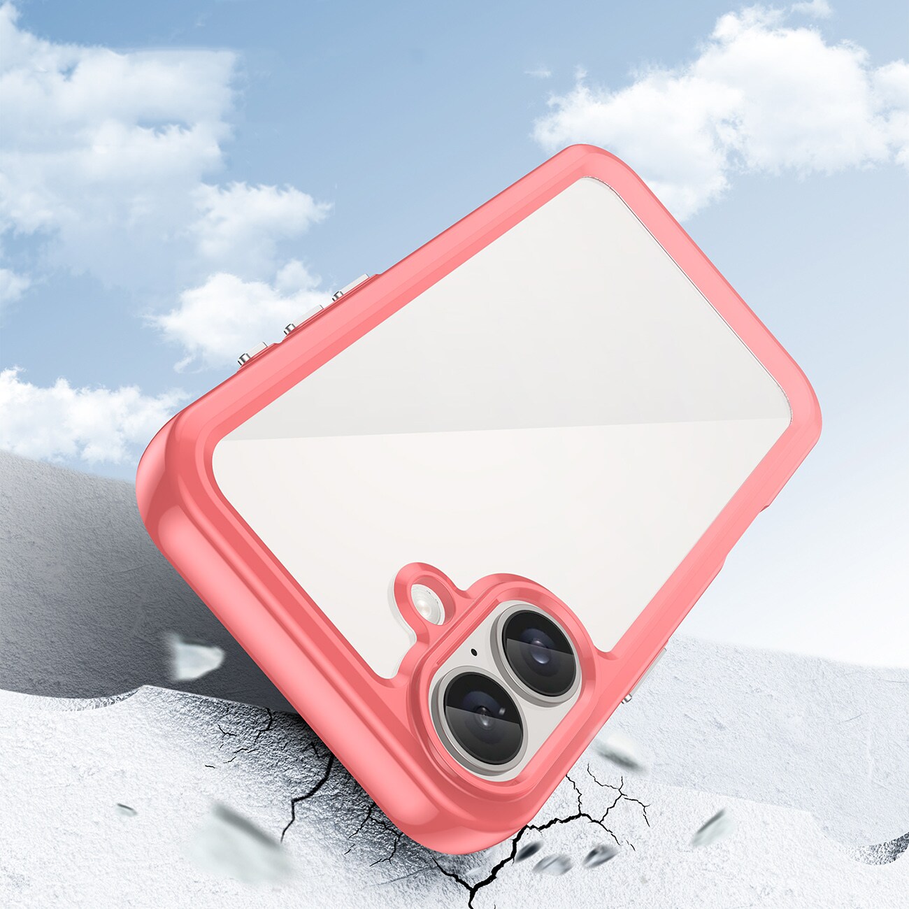 Outer Space-etui med geleramme til iPhone 16 Plus - Rød