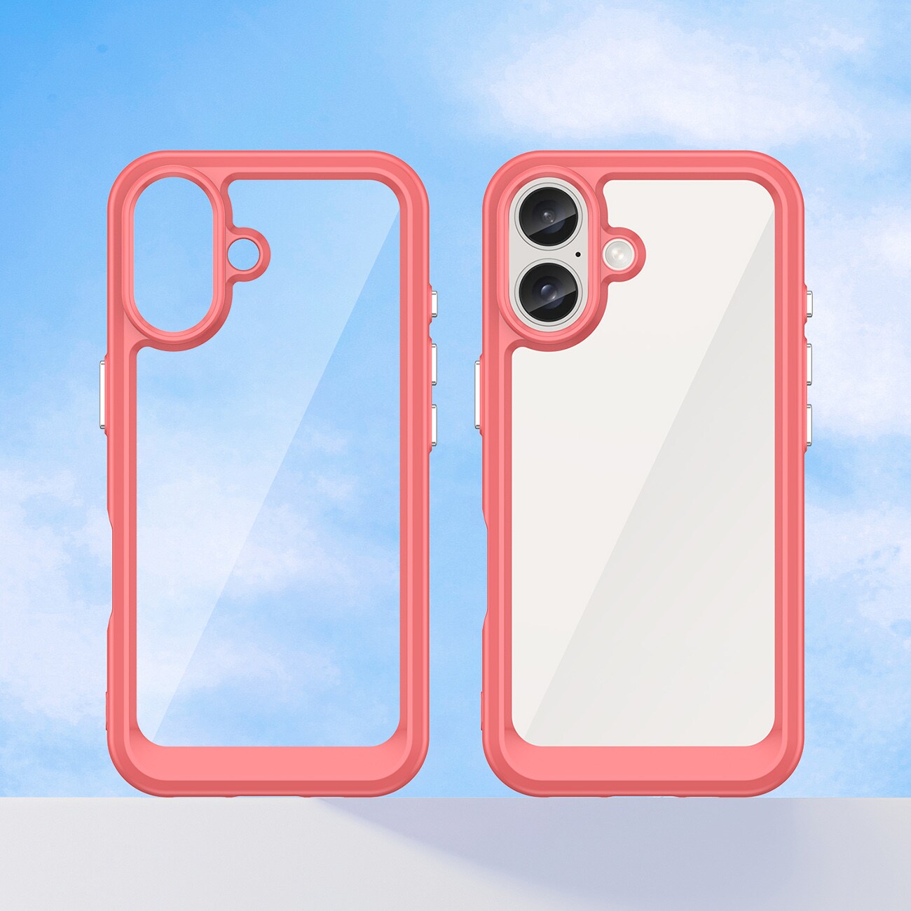 Outer Space-etui med geleramme til iPhone 16 Plus - Rød
