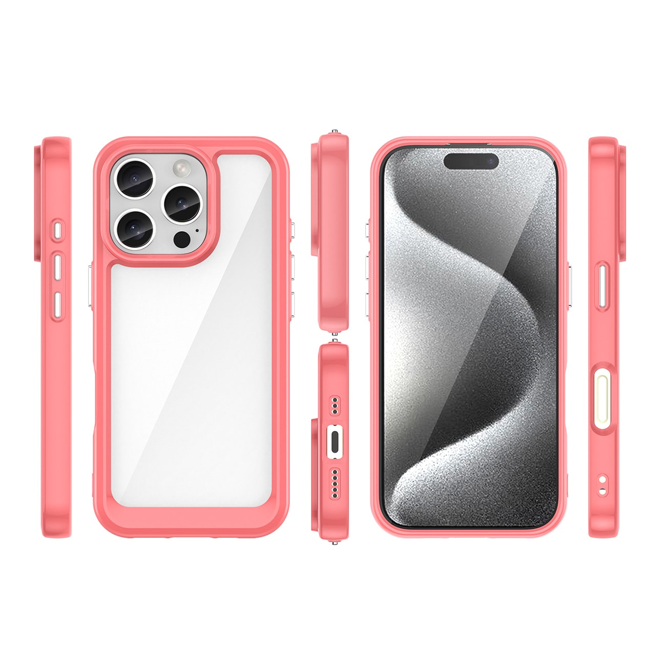 Outer Space-etui med geleramme til iPhone 16 Pro - rød