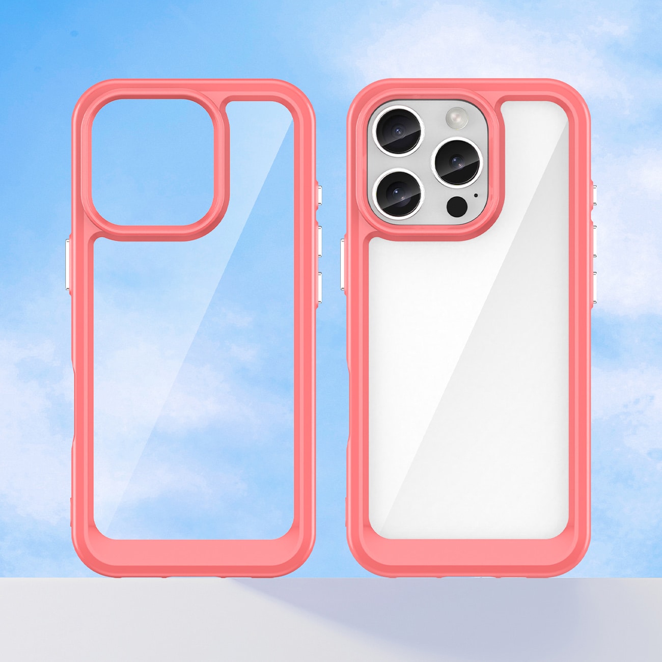 Outer Space-etui med geleramme til iPhone 16 Pro - rød