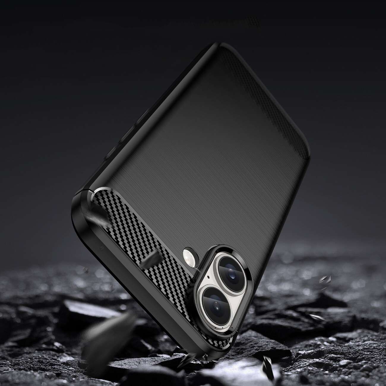 Carbon Case til iPhone 16 Plus Silikone-etui - Sort