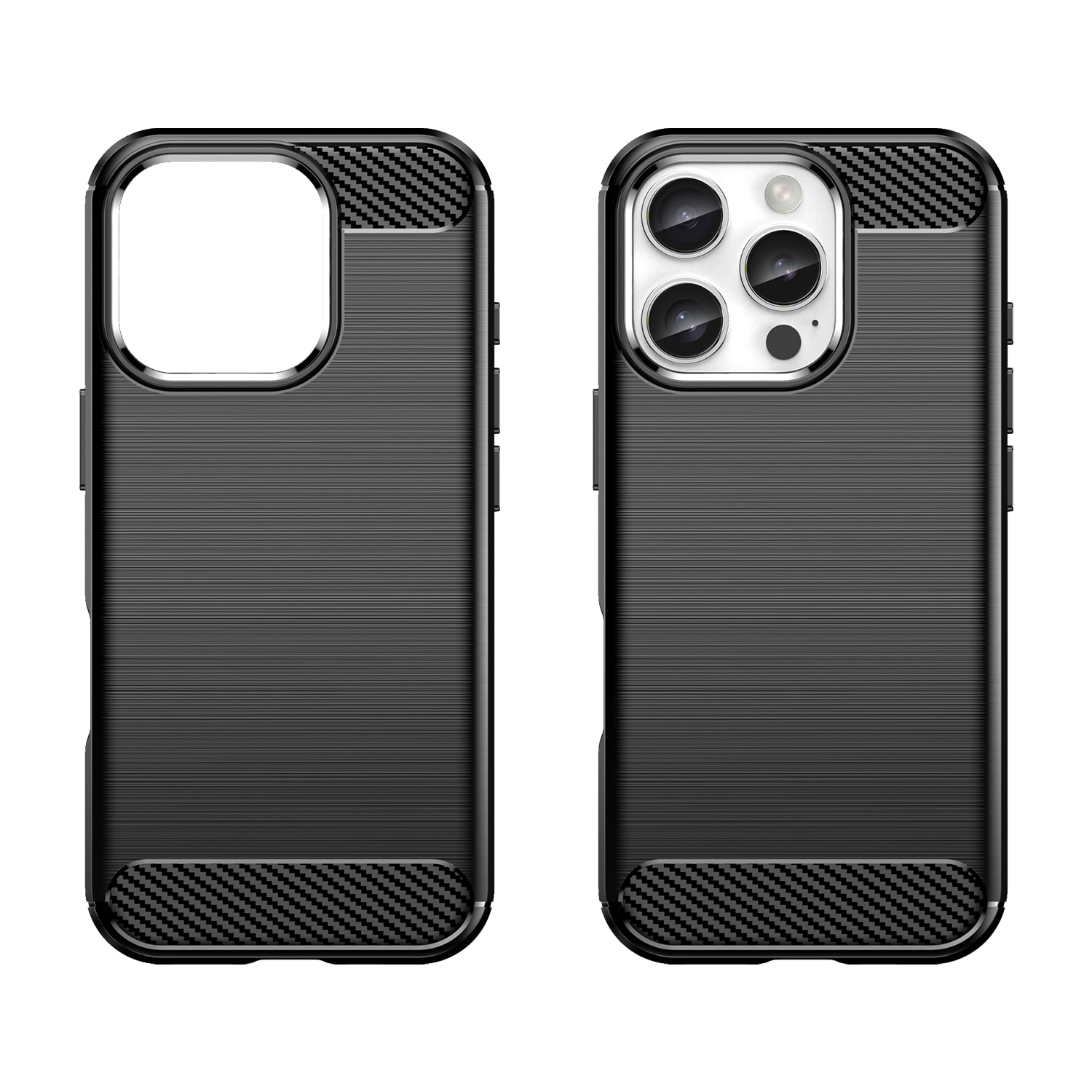 Carbon Case til iPhone 16 Pro Max Silikoneetui - Sort