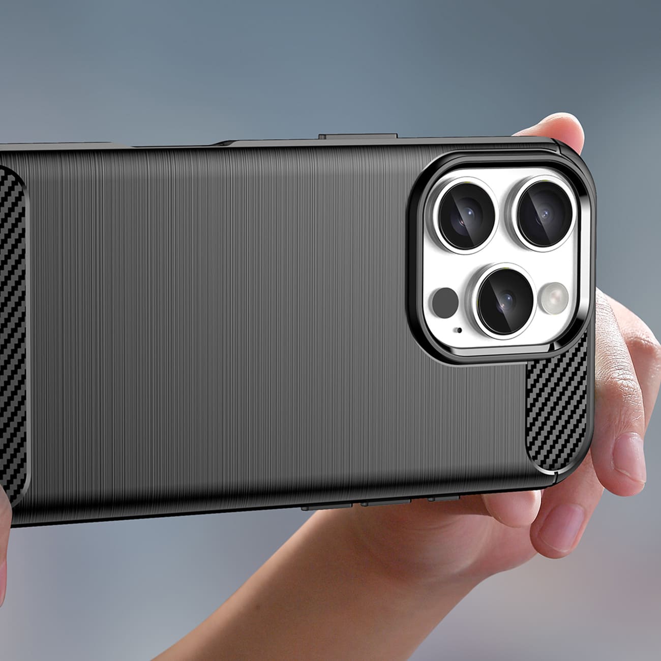 Carbon Case til iPhone 16 Pro Max Silikoneetui - Sort