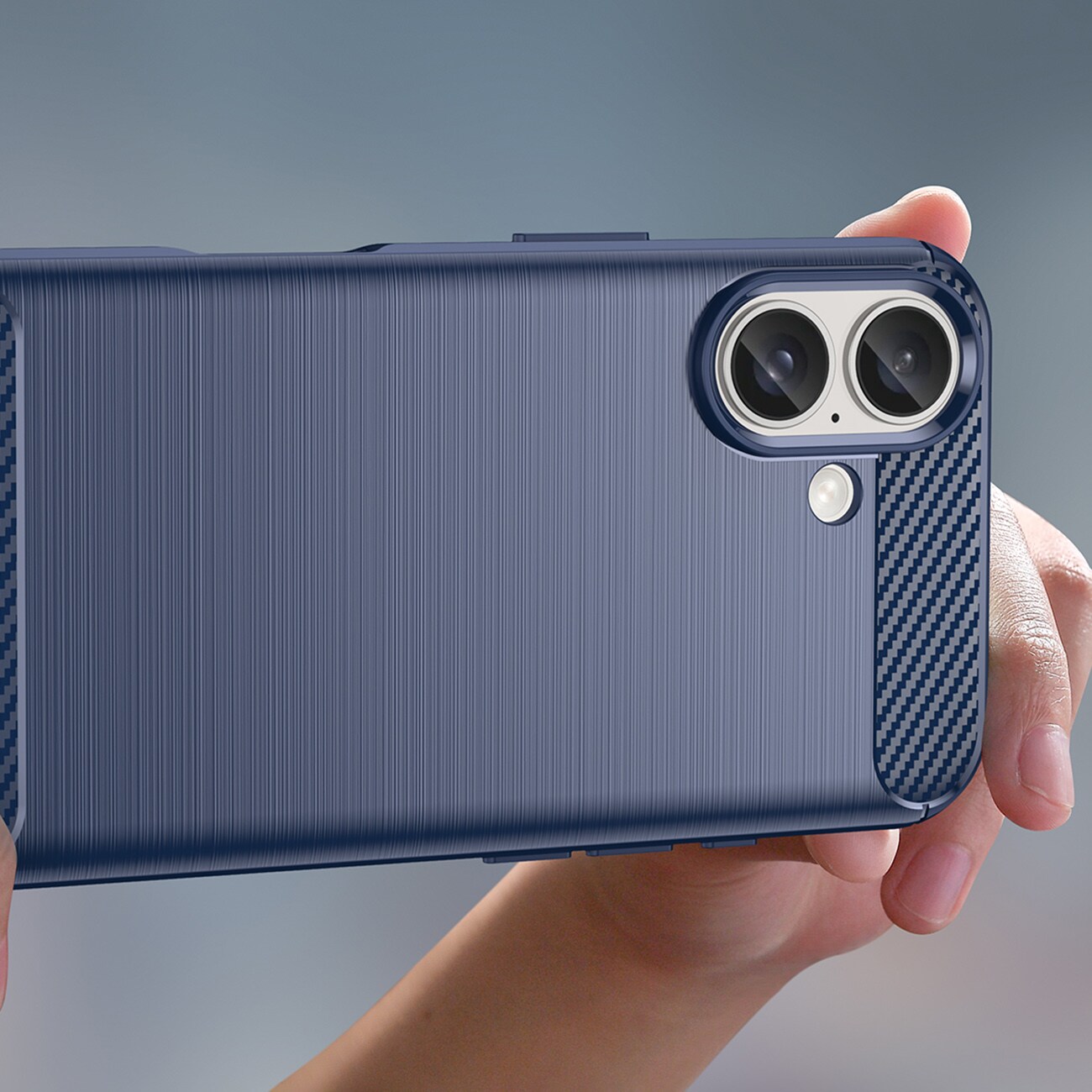 Carbon-etui til iPhone 16 Plus - Blå
