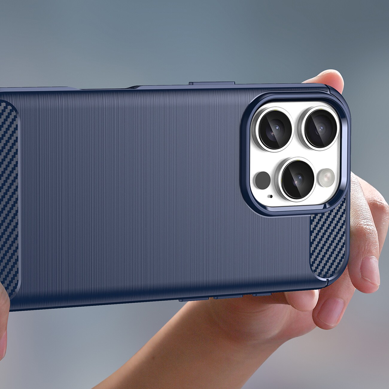 Carbon-etui til iPhone 16 Pro - Blå