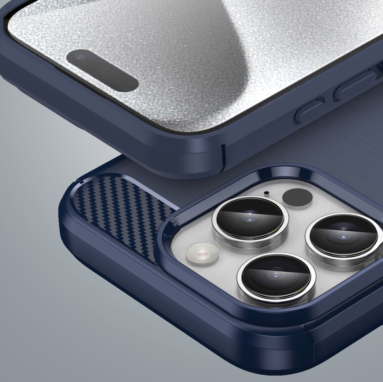 Carbon-etui til iPhone 16 Pro - Blå