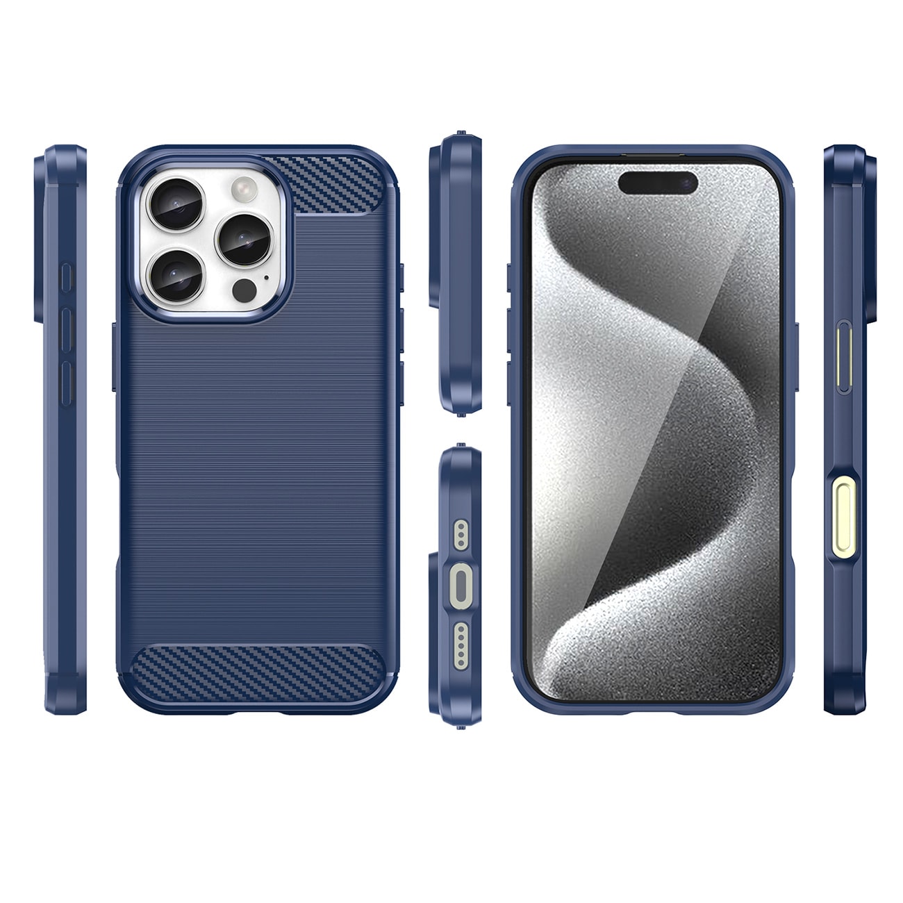 Carbon Case til iPhone 16 Pro Max Silikone-etui - Blå