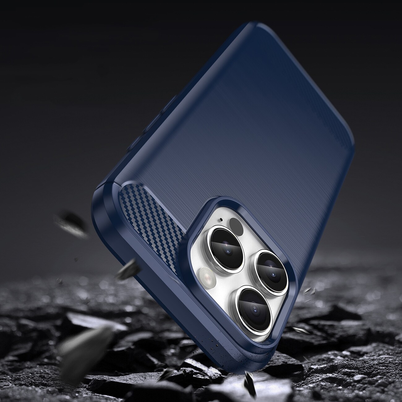 Carbon Case til iPhone 16 Pro Max Silikone-etui - Blå