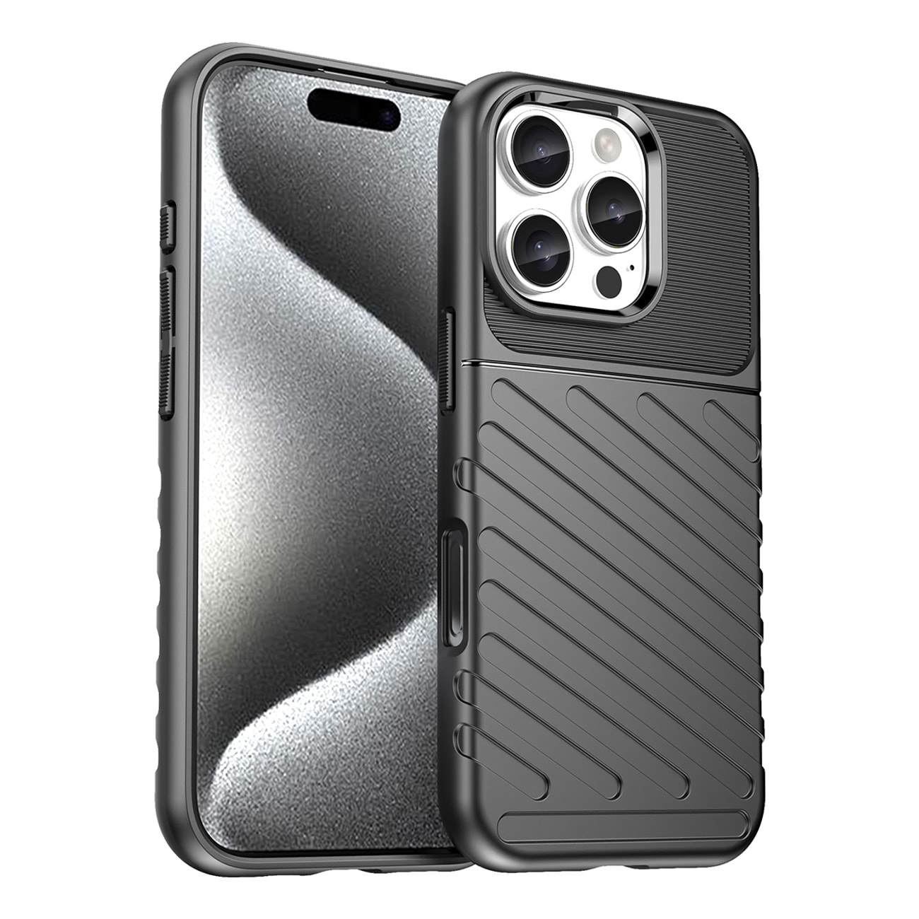 Thunder Case för iPhone 16 Pro Silikonfodral - Svart