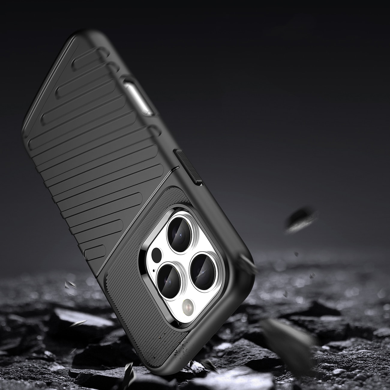 Thunder Case til iPhone 16 Pro silikoneetui - sort