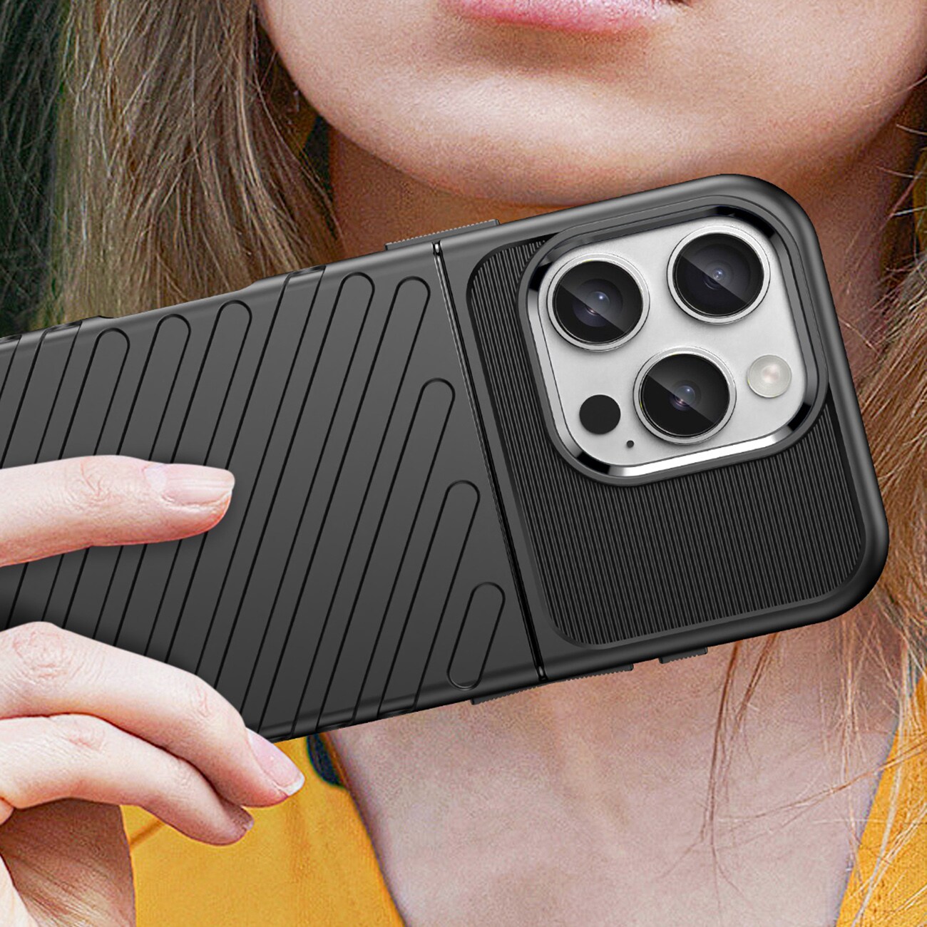 Thunder Case til iPhone 16 Pro silikoneetui - sort