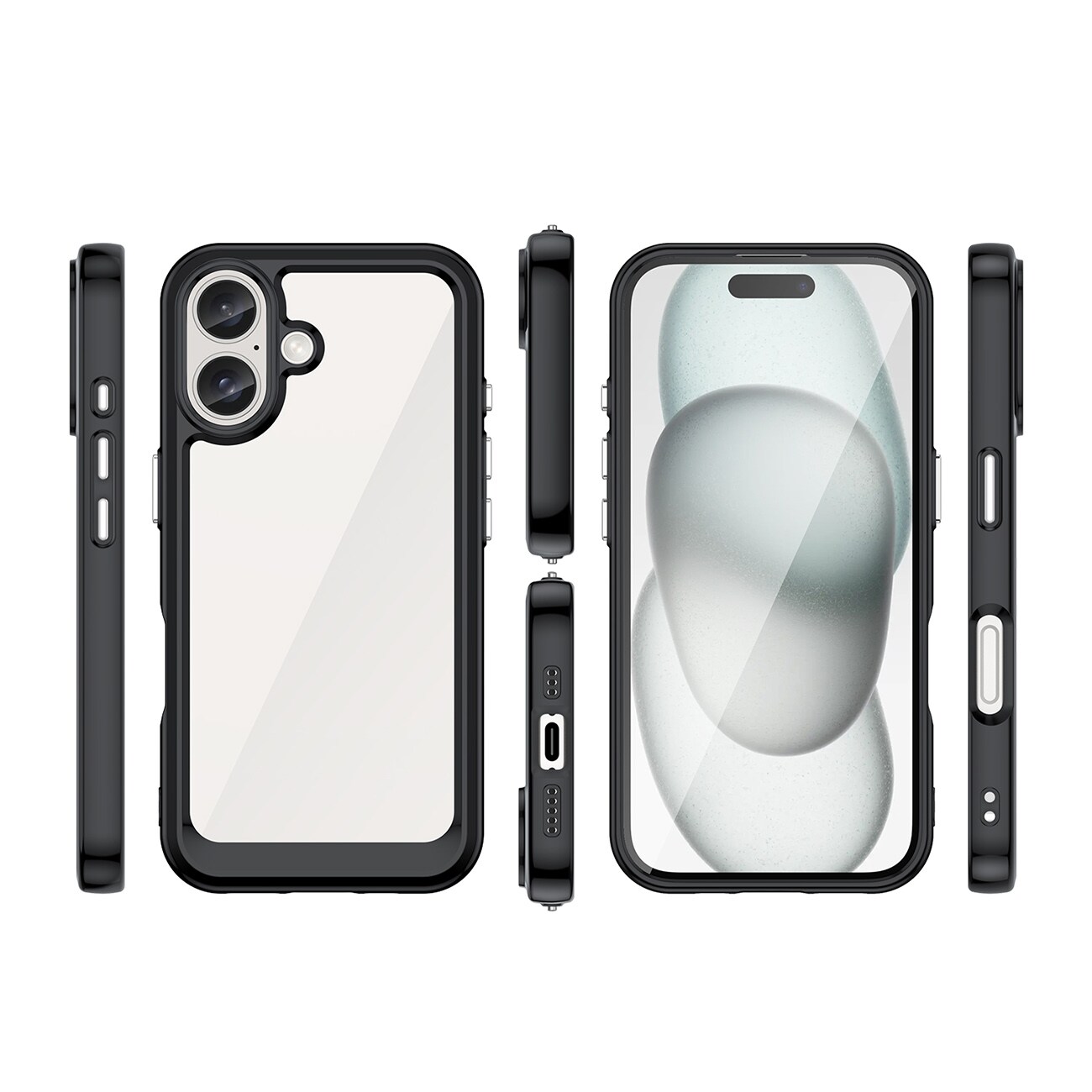 Outer Space-etui med geleramme til iPhone 16 - Sort