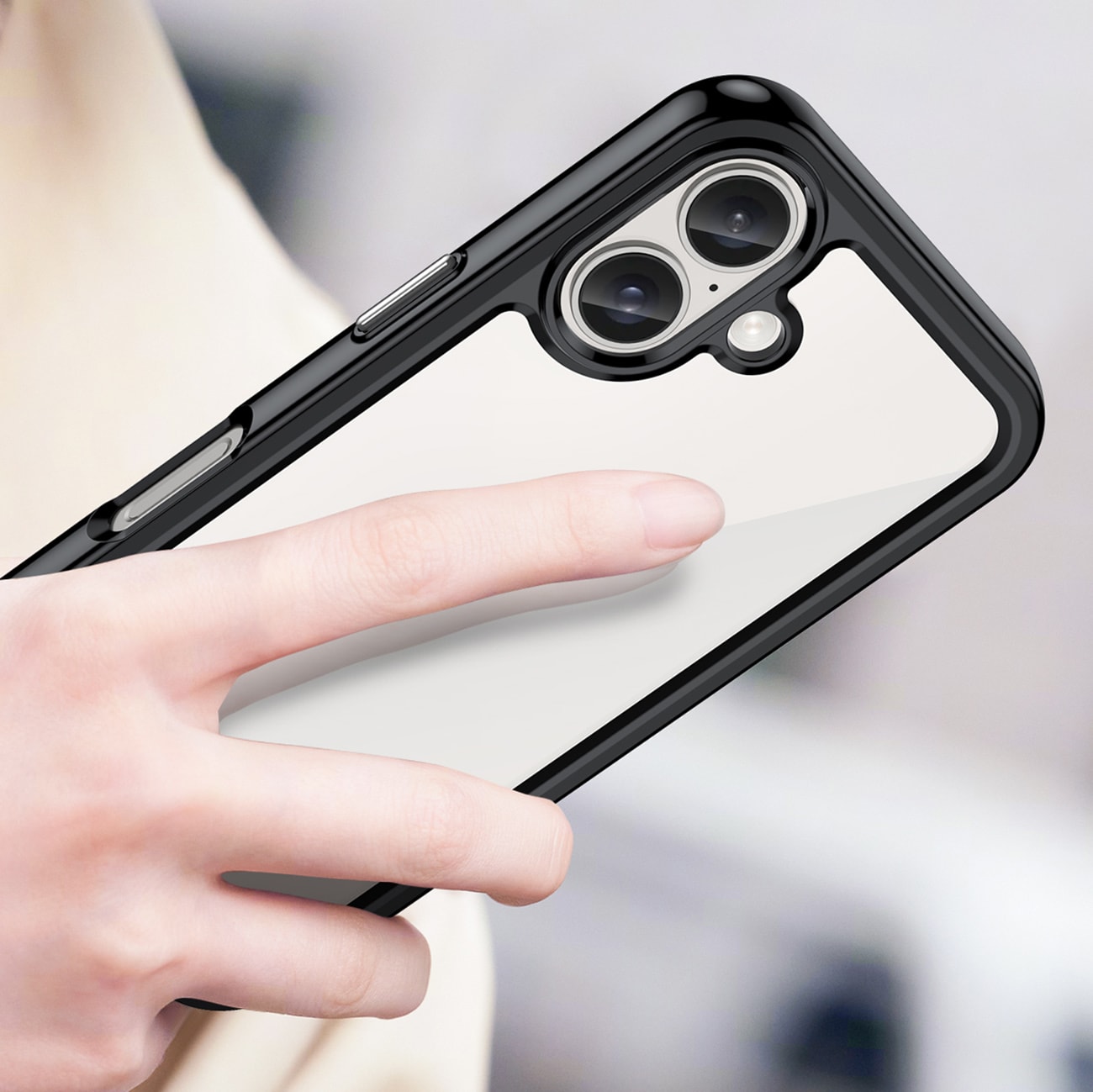 Outer Space-etui med geleramme til iPhone 16 - Sort