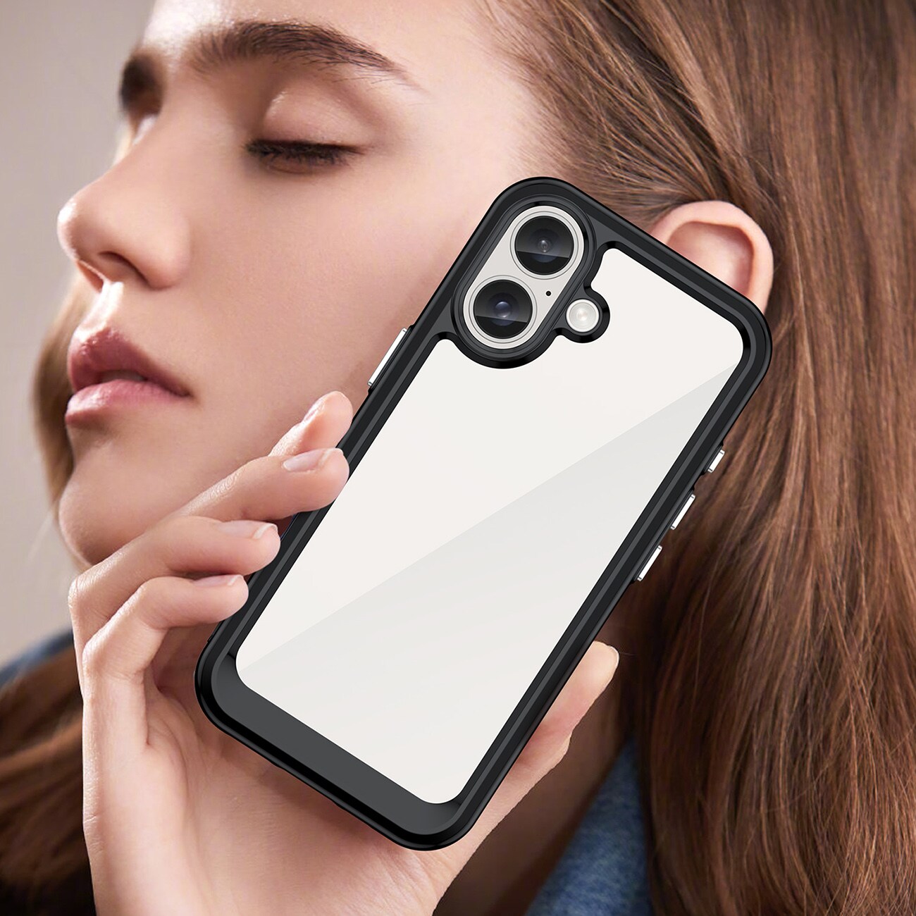 Outer Space-etui med geleramme til iPhone 16 - Sort
