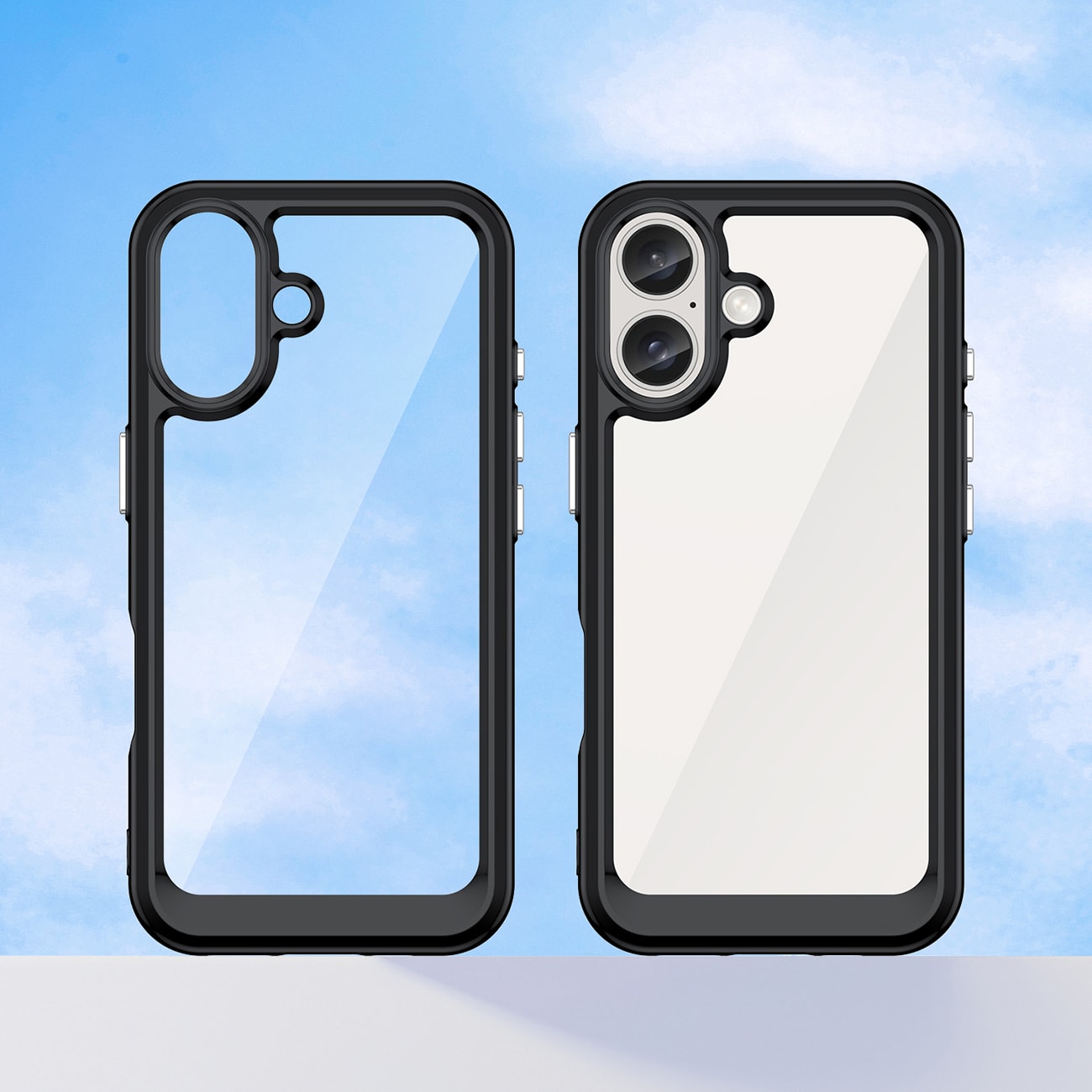 Outer Space-etui med geleramme til iPhone 16 Plus - Sort