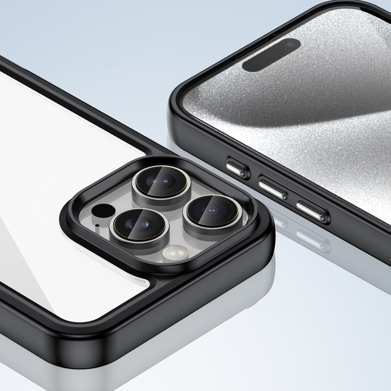 Outer Space-etui med geleramme til iPhone 16 Pro - Sort
