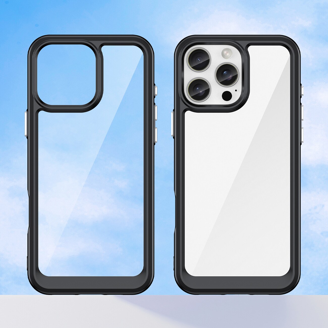 Outer Space-etui med geleramme til iPhone 16 Pro - Sort