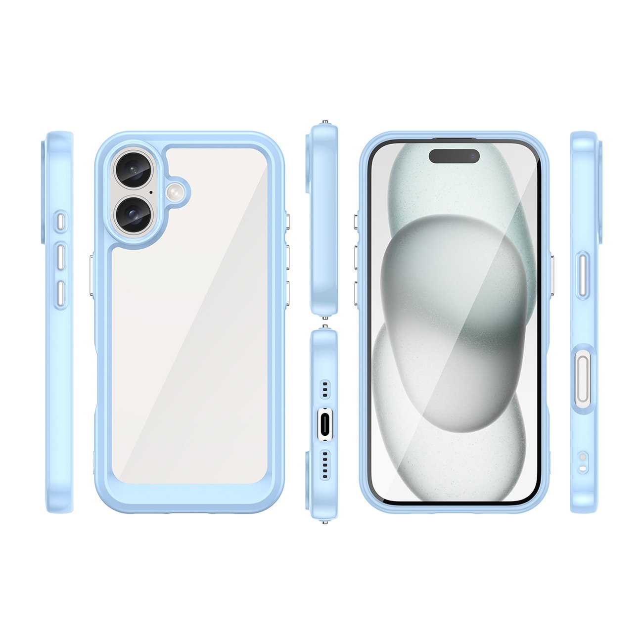 Outer Space-etui med geleramme til iPhone 16 - Blå
