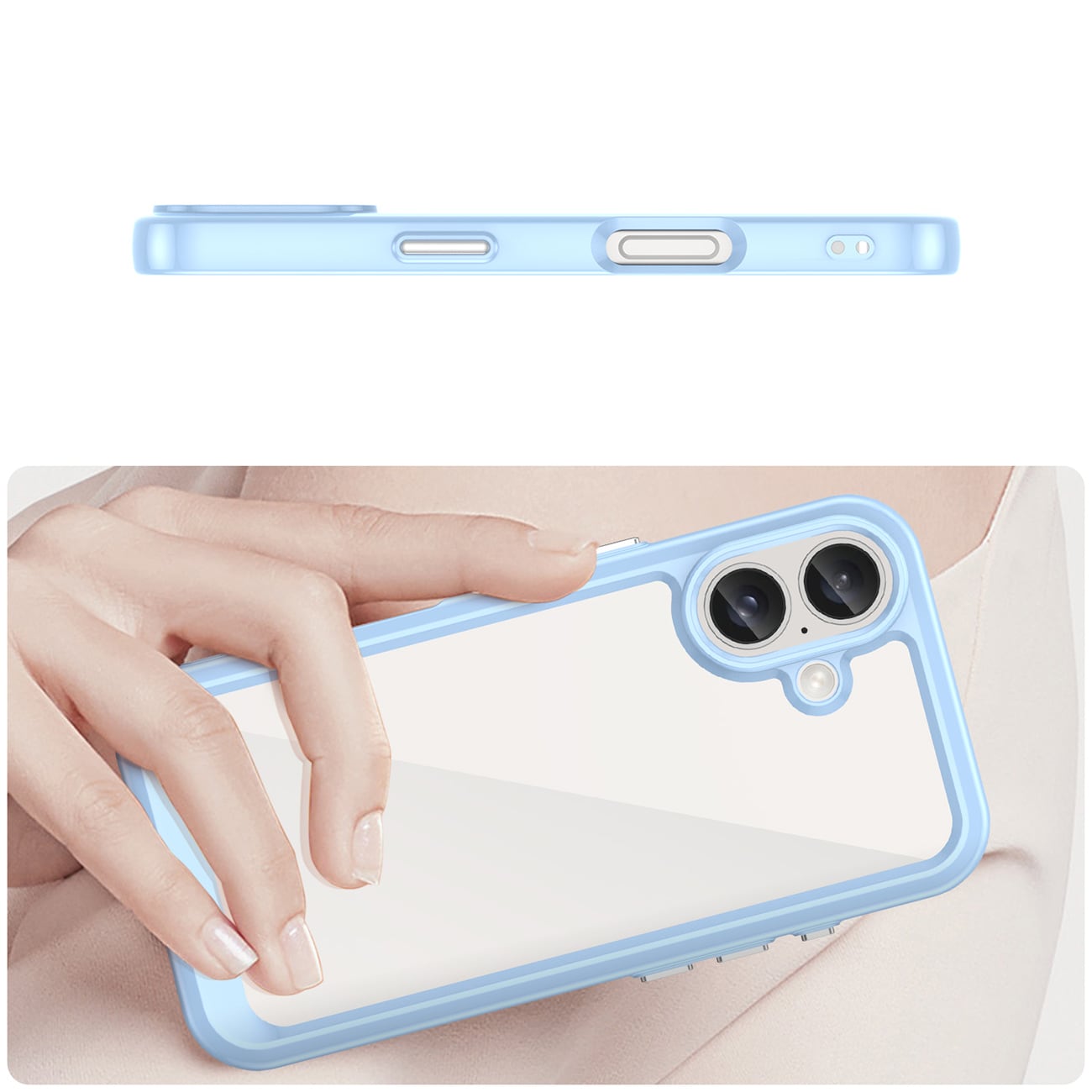 Outer Space-etui med geleramme til iPhone 16 - Blå