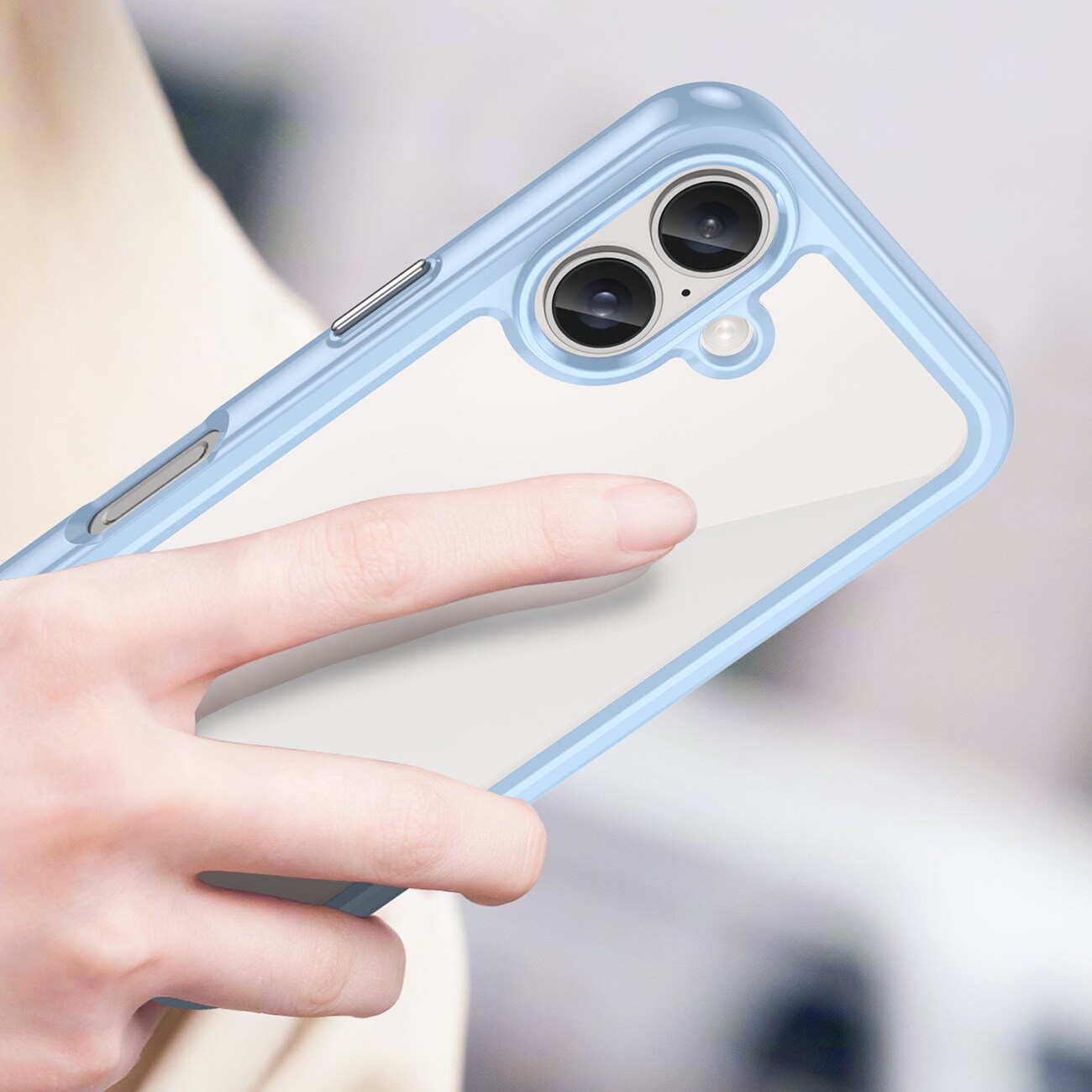 Outer Space-etui med geleramme til iPhone 16 Plus - Blå