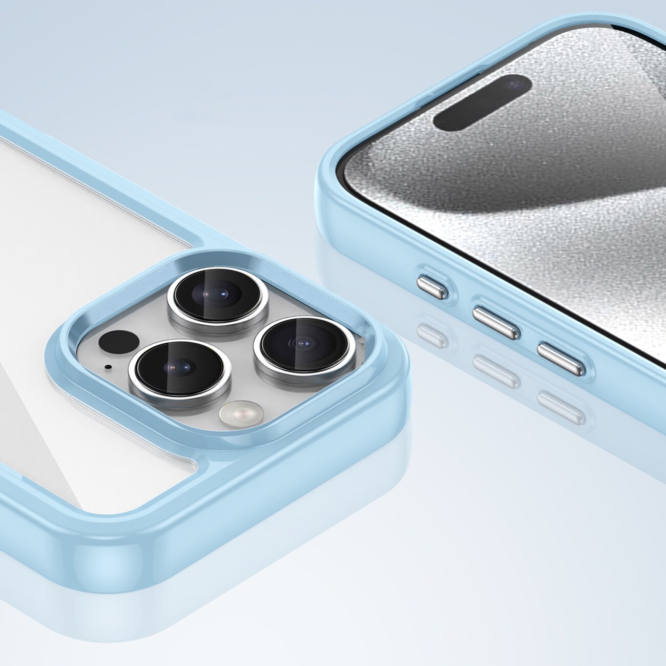 Outer Space-etui med geleramme til iPhone 16 Pro - Blå