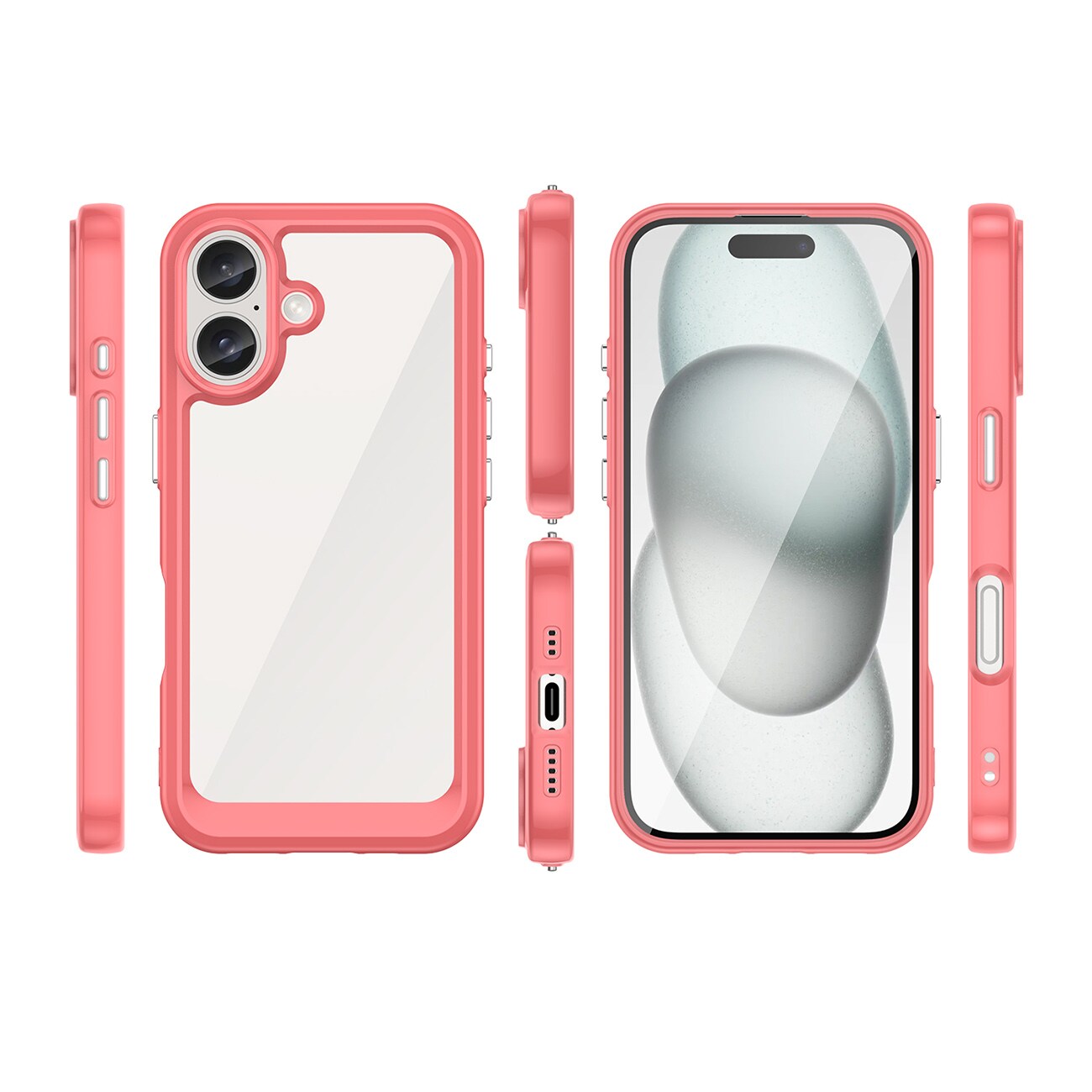 Outer Space-etui med geleramme til iPhone 16 - Rød