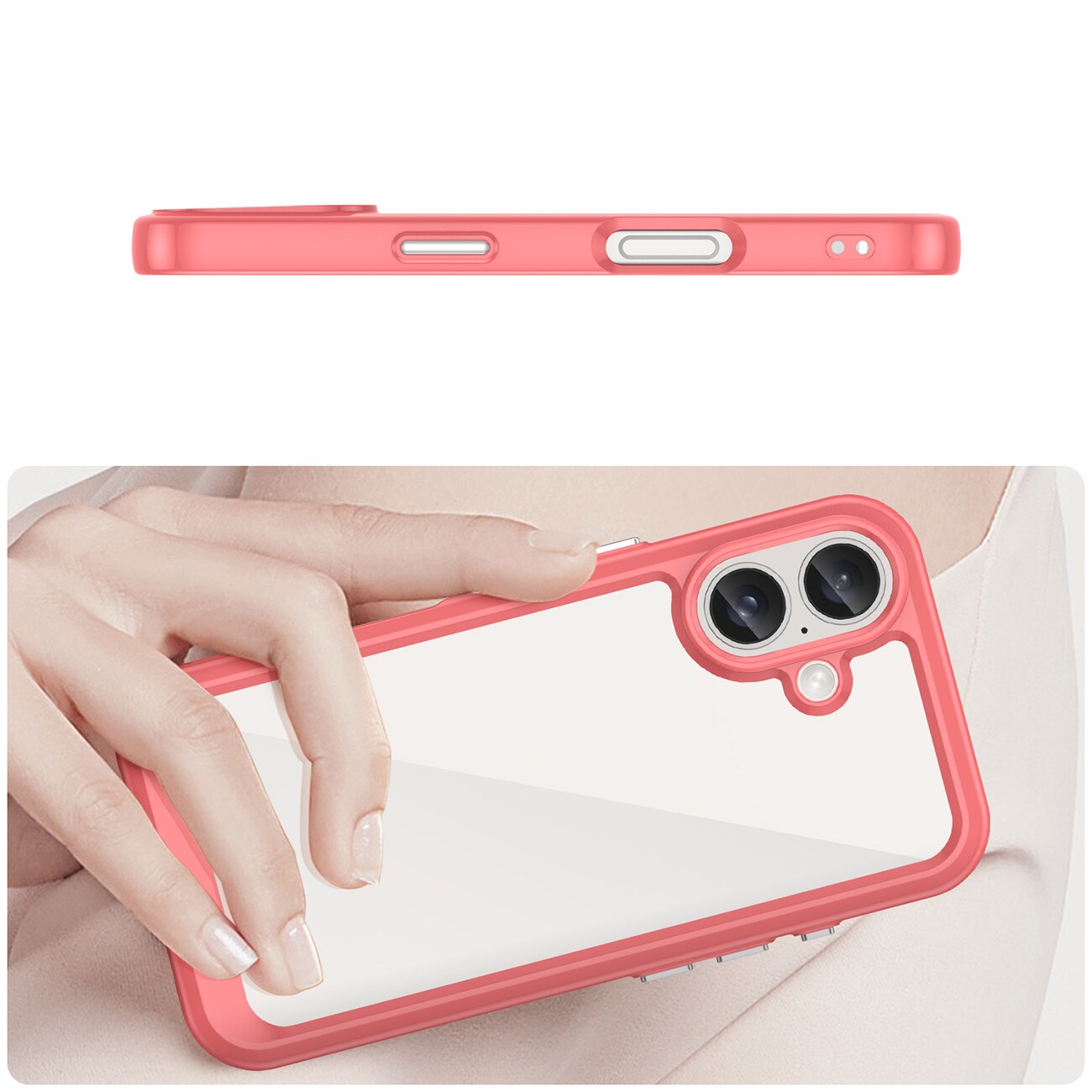 Outer Space-etui med geleramme til iPhone 16 - Rød
