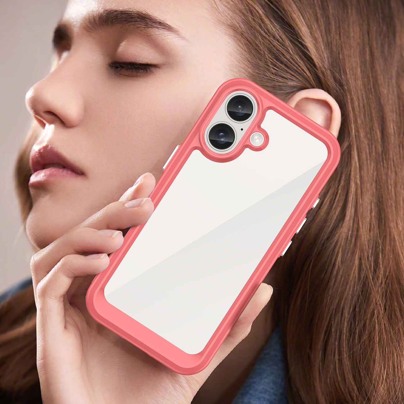 Outer Space-etui med geleramme til iPhone 16 - Rød