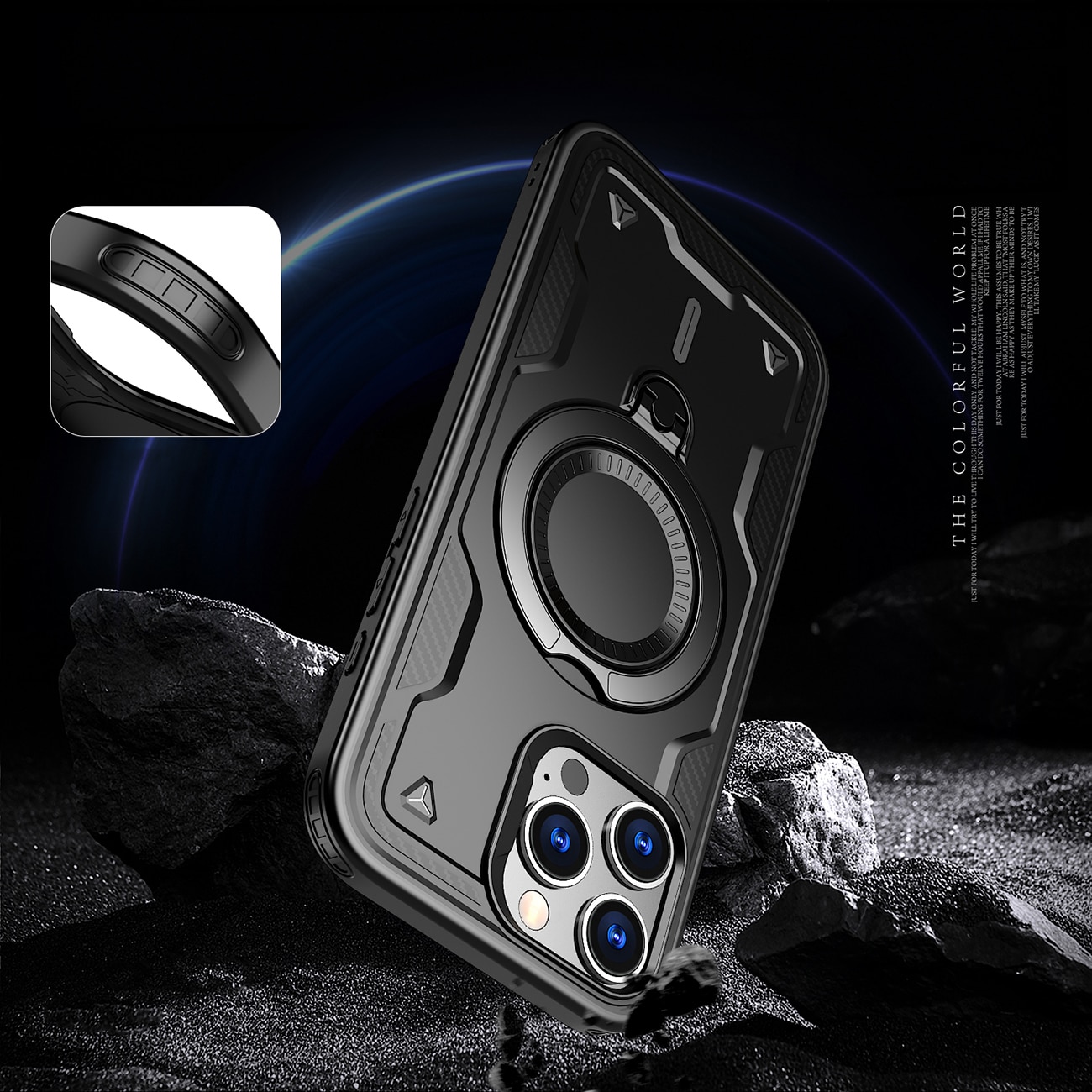 Hybrid Armor Trendy Etui med MagSafe til iPhone 16 Pro - Sort