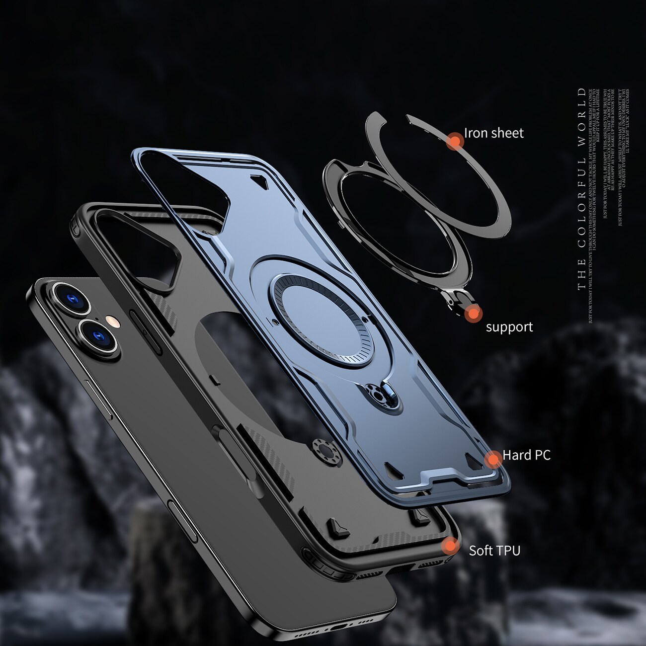 Hybrid Armor Trendy-etui med MagSafe til iPhone 16 - Blå