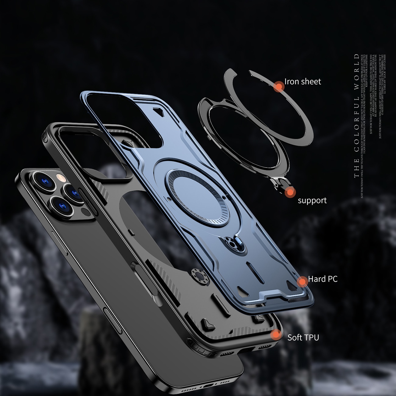 Hybrid Armor Trendy-etui med MagSafe til iPhone 16 Pro - Blå