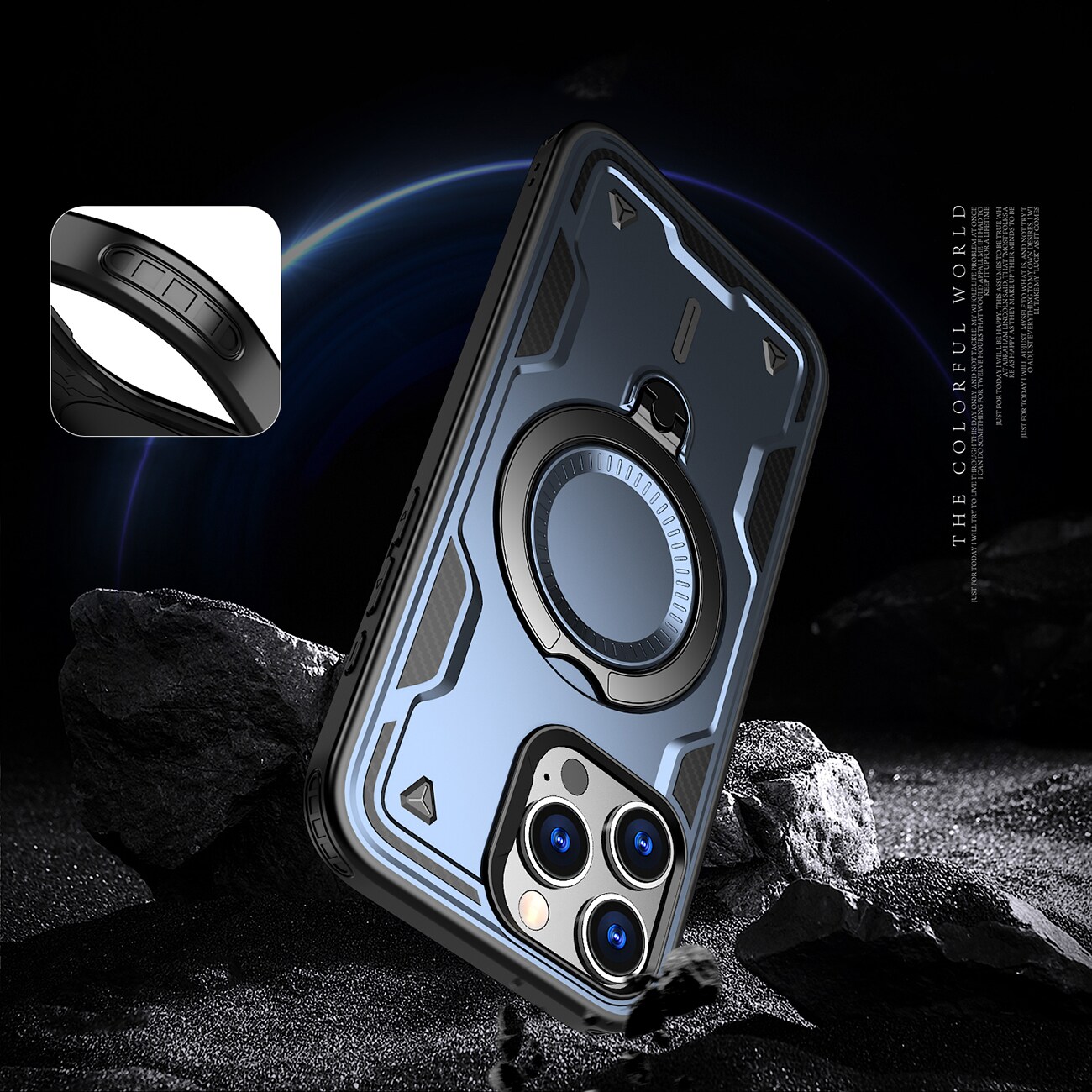 Hybrid Armor Trendy-etui med MagSafe til iPhone 16 Pro Max - Blå