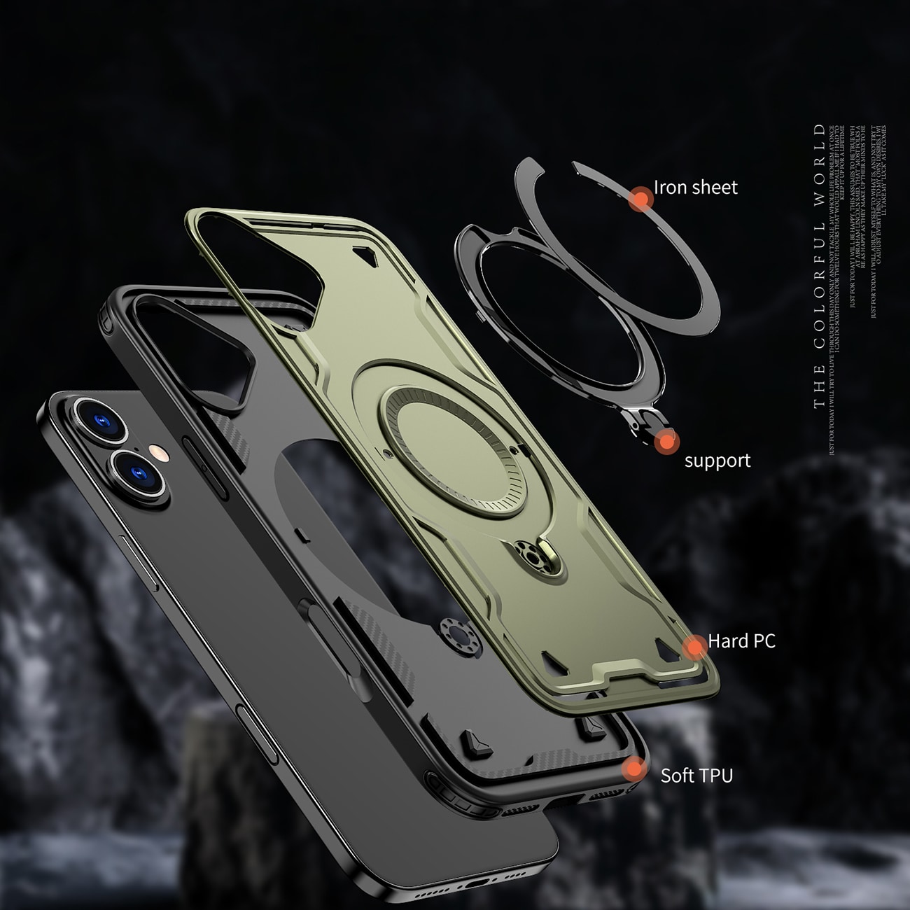 Hybrid Armor Trendy Etui med MagSafe til iPhone 16 Plus - Grøn