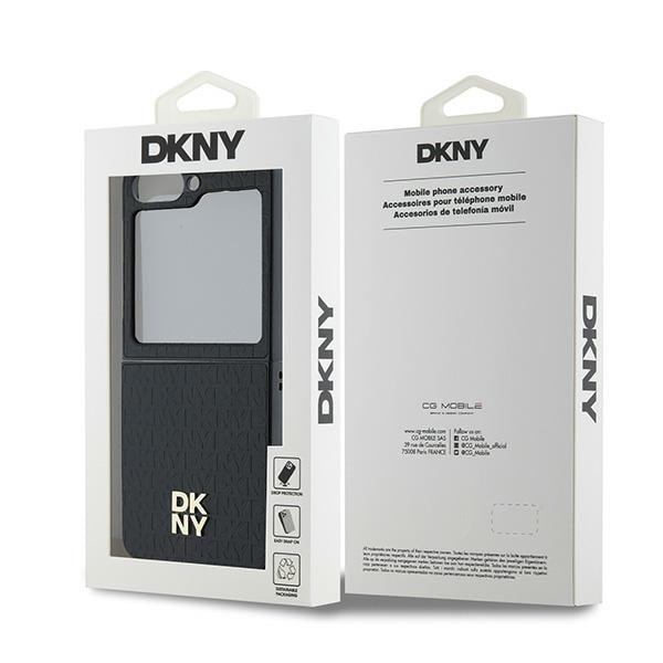 DKNY Repeat Pattern Stack Logo Fodral för Samsung Galaxy Z Flip6 - Svart