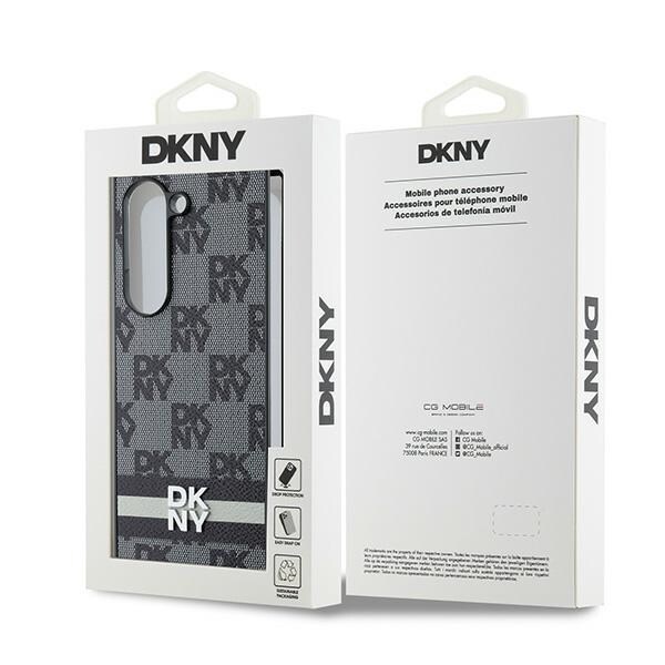 DKNY Checkered Pattern Printed Stripes fodral för Samsung Galaxy Z Fold 6 - svart