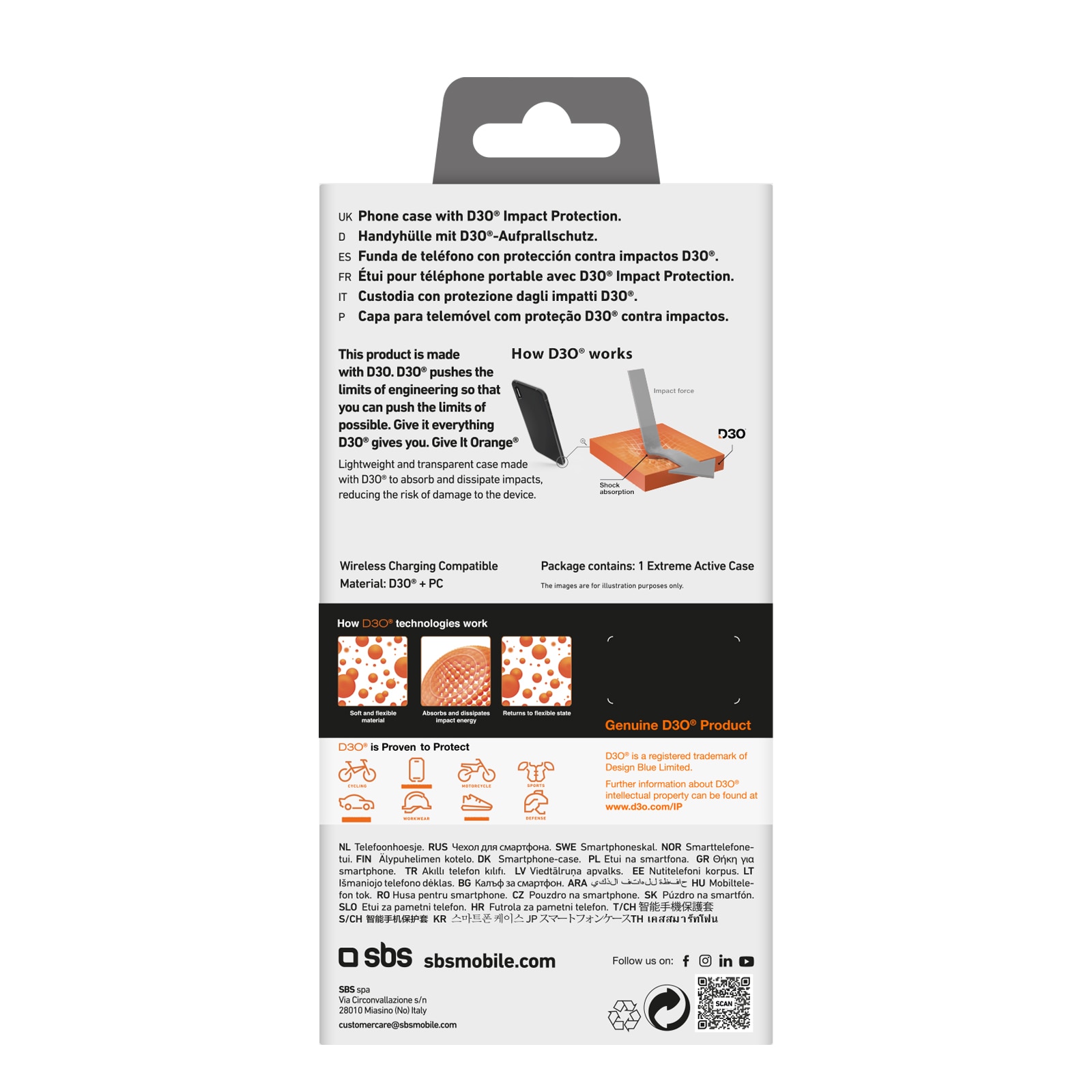 SBS Extreme Active D3O Etui til iPhone 16 Plus - Transparent