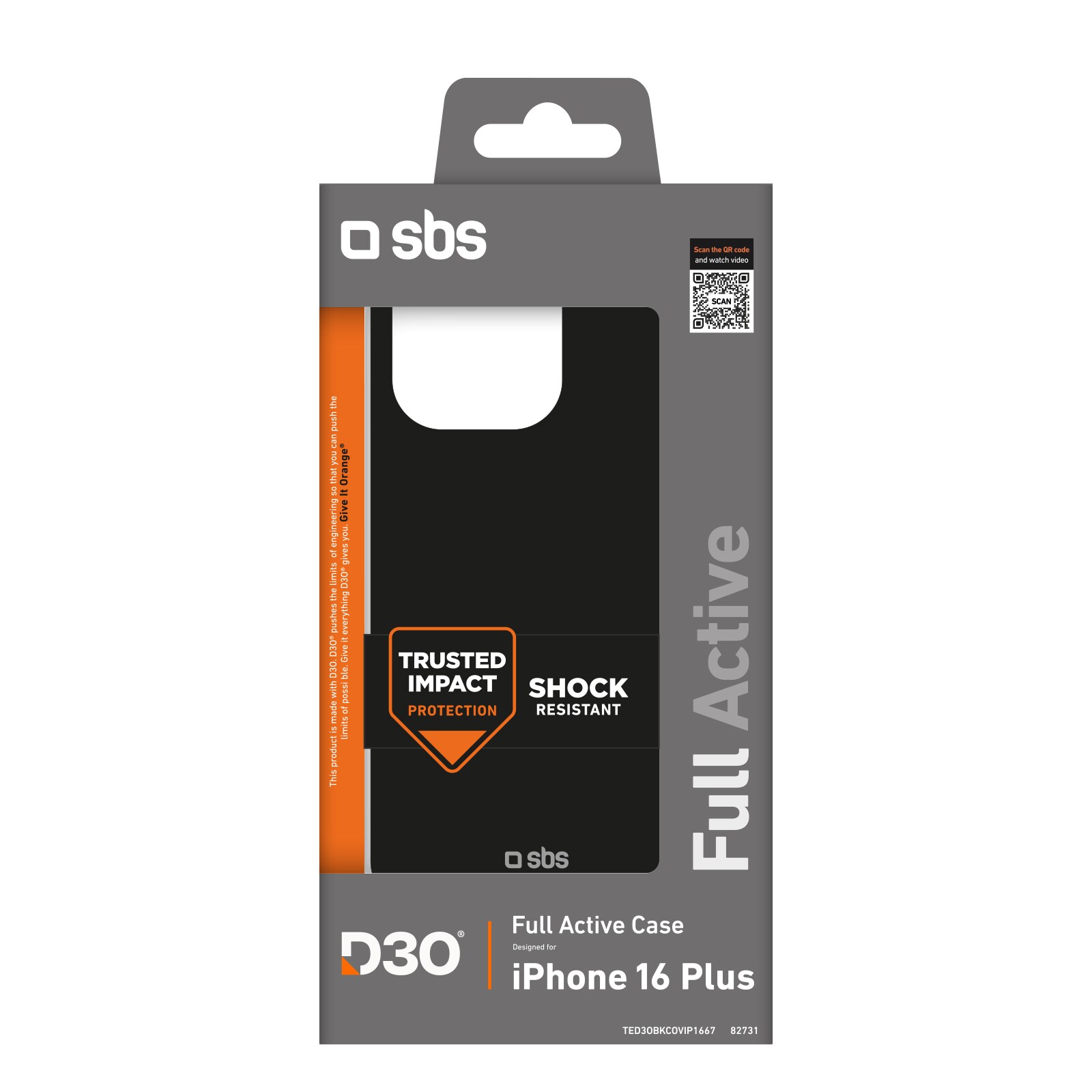 SBS Full Active D3O-fodral för iPhone 16 Plus - Svart