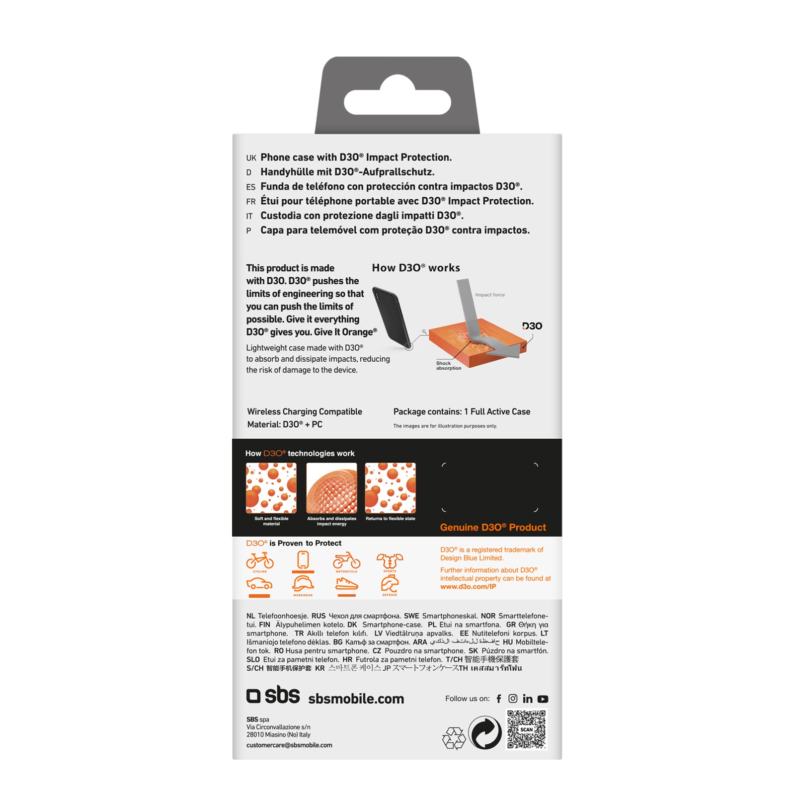 SBS Full Active D3O-etui til iPhone 16 Plus - Sort