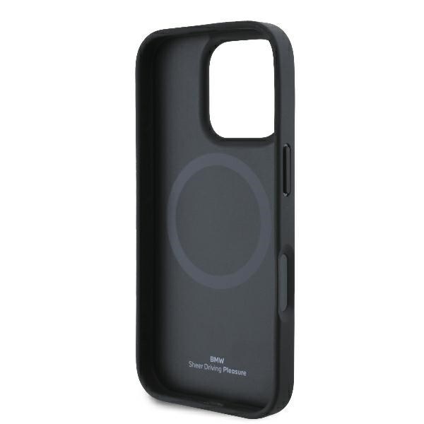 BMW Signature Leather Half Textured & Circle MagSafe-etui til iPhone 16 Pro - sort