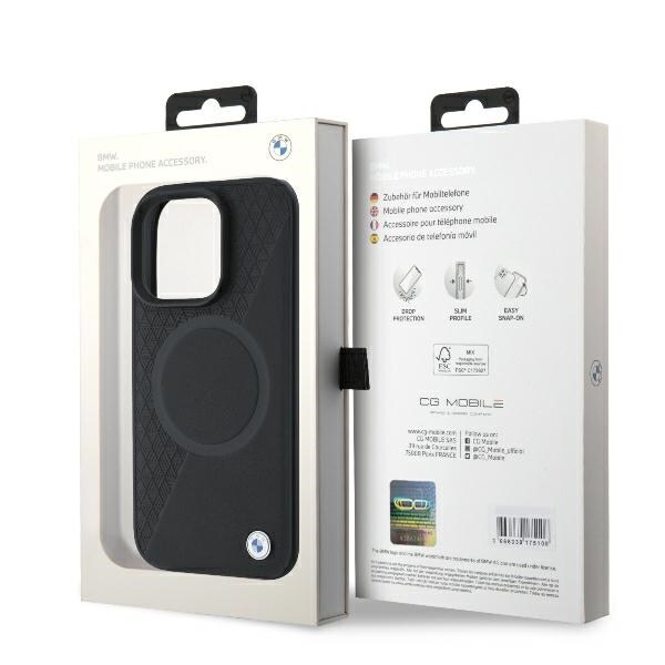 BMW Signature Leather Half Textured & Circle MagSafe-etui til iPhone 16 Pro - sort