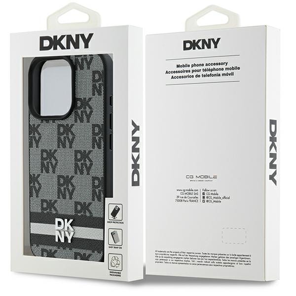 DKNY Fodral med rutigt mönster och tryckta ränder för iPhone 16 Pro - Svart