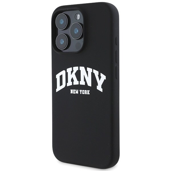 DKNY MagSafe-fodral i silikon med vit tryckt logotyp för iPhone 16 Pro Max - Svart