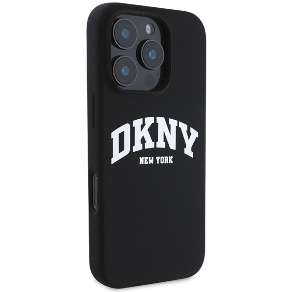DKNY MagSafe-fodral i silikon med vit tryckt logotyp för iPhone 16 Pro Max - Svart