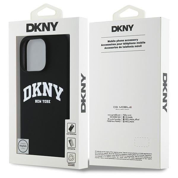 DKNY MagSafe-fodral i silikon med vit tryckt logotyp för iPhone 16 Pro Max - Svart