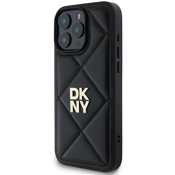 DKNY Quiltad Stack Logo iPhone 16 Pro-fodral - Svart